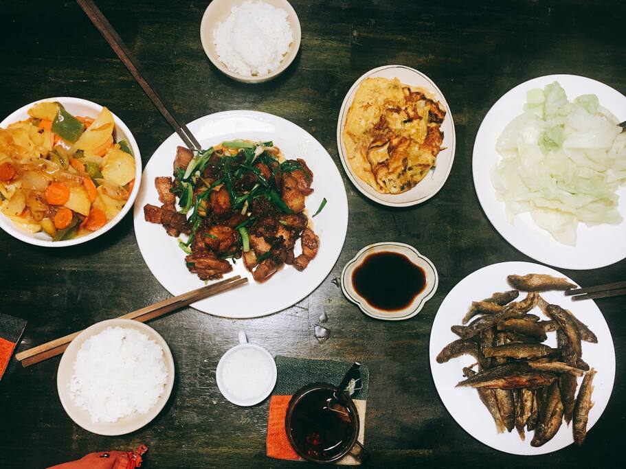 Our dinner with organic food,