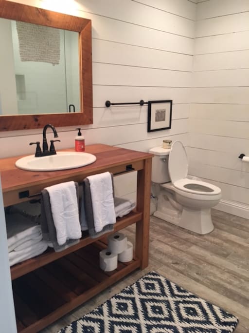 Farmhouse bathroom with shower