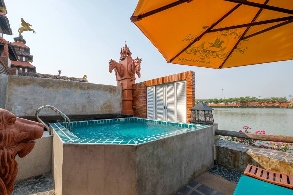 large outdoor terrace and private pool