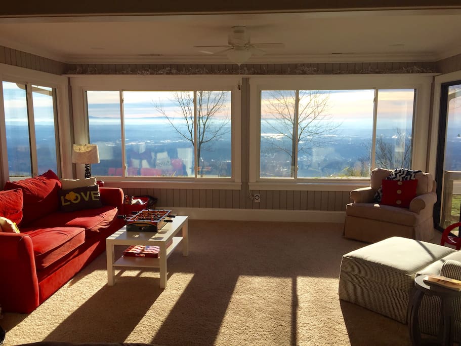 You'll probably spend most of your time here. Its a comfy room with a beautiful view day or night