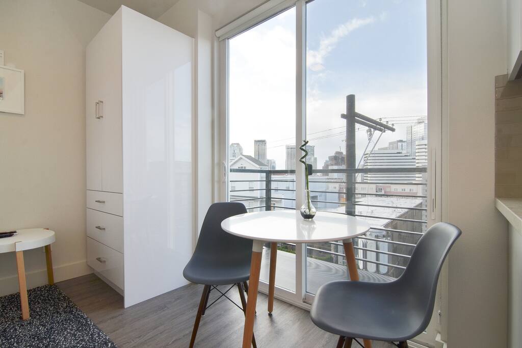 Room with private balcony and lots of light
