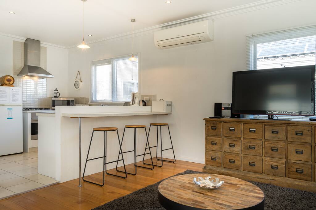 Enjoy open kitchen and living