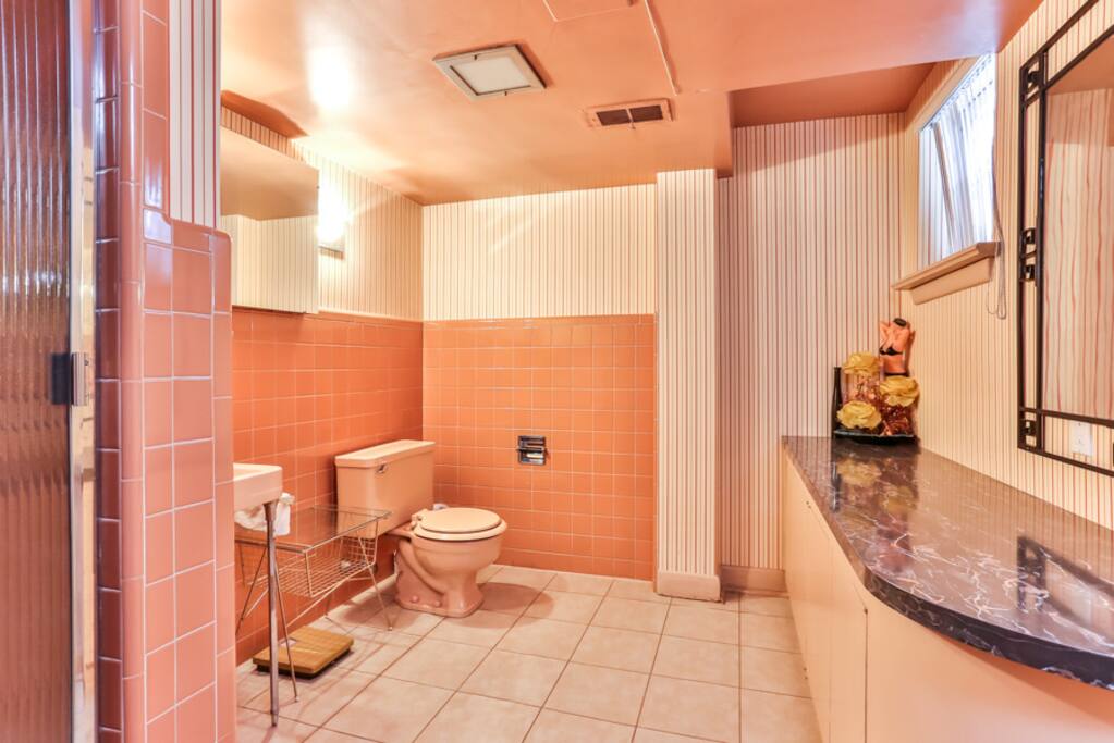 Clean cut with lots of space and a walk in shower.