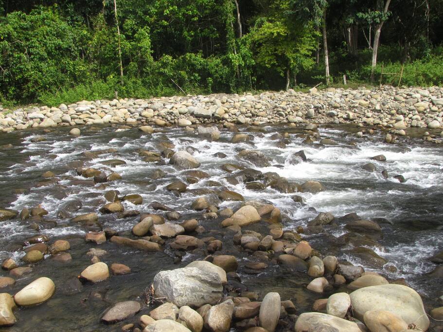 river for swimming close to house. No crocodiles