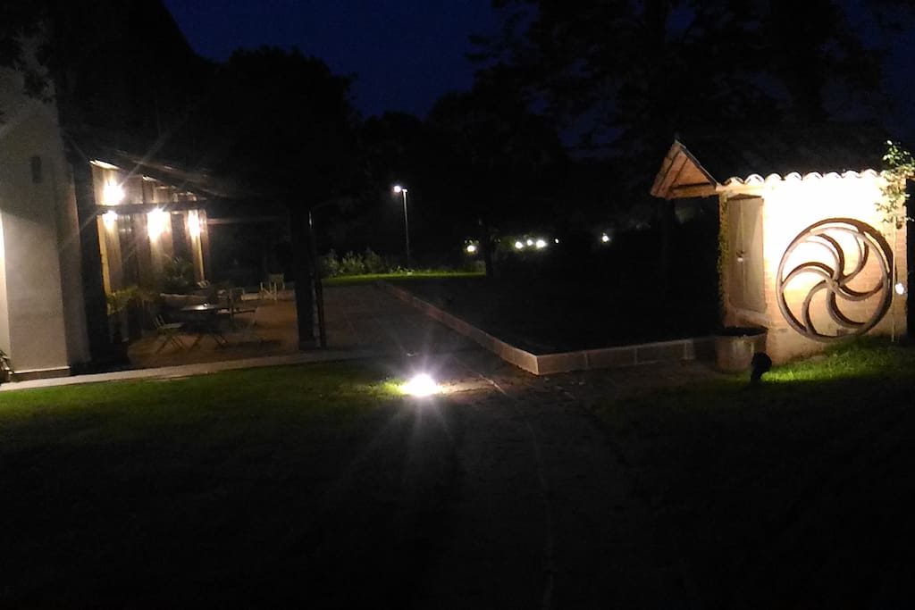 Giardino illuminato notte