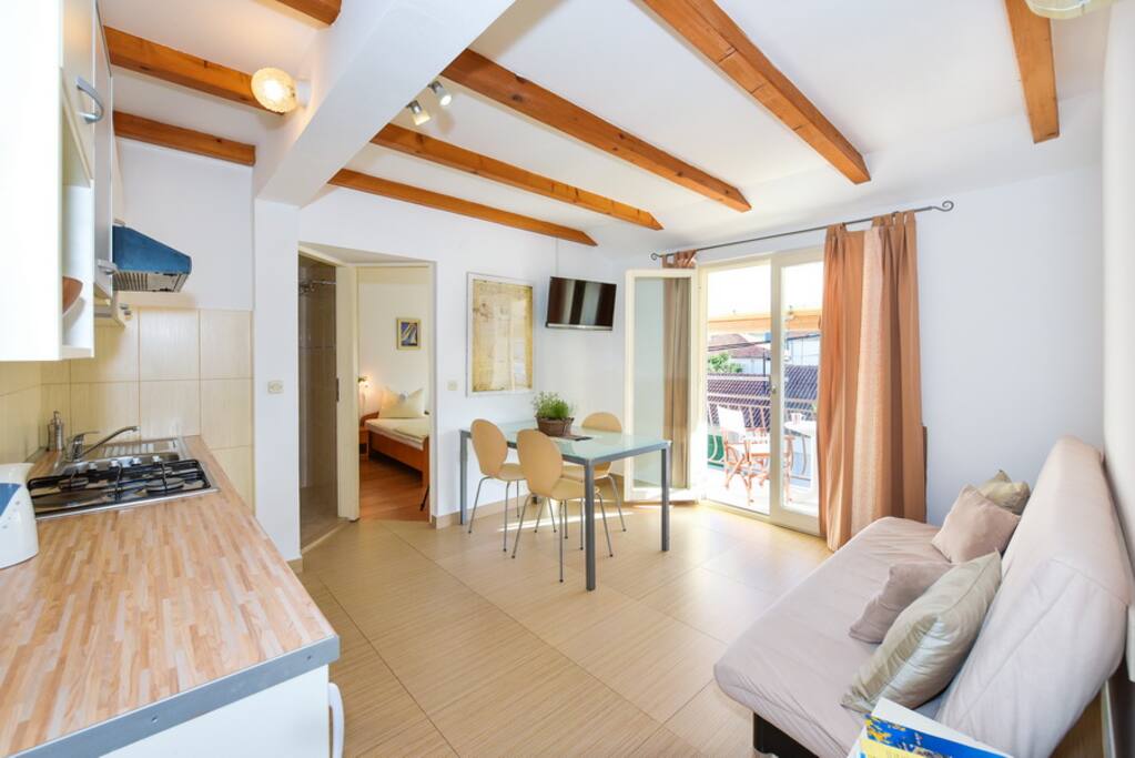 Living room with the kitchen