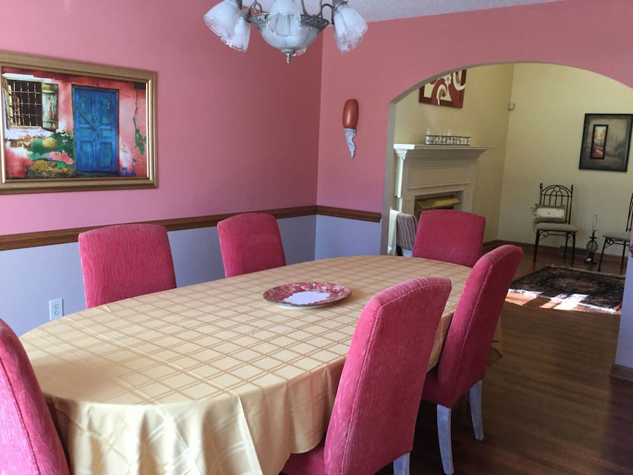Seating for up to twelve as this 8ft.+ table.