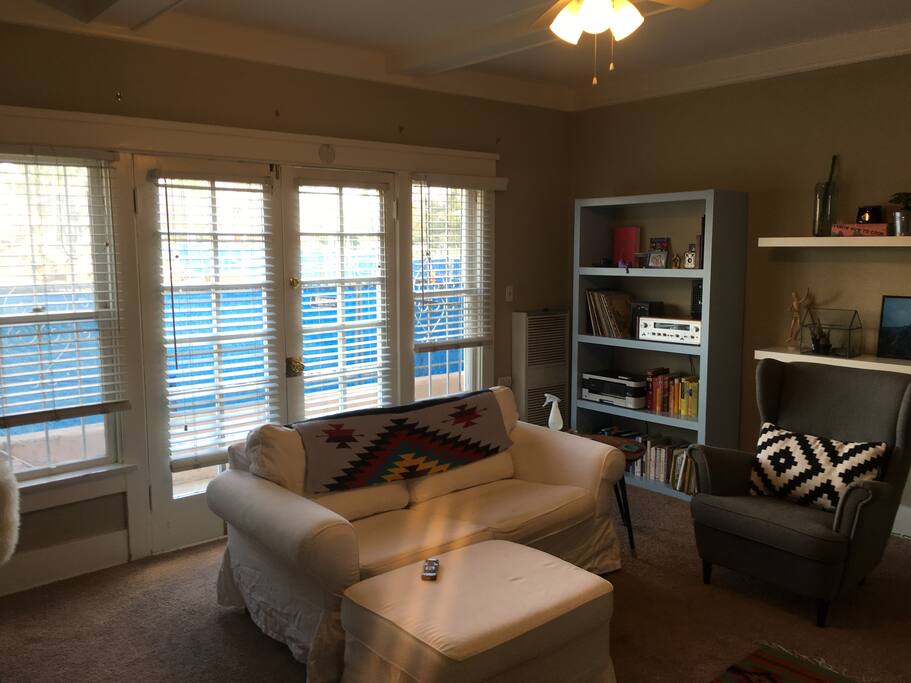 French door entry and living room.