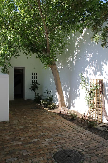 The front entrance of the house, located on a quiet cul-de-sac road.
