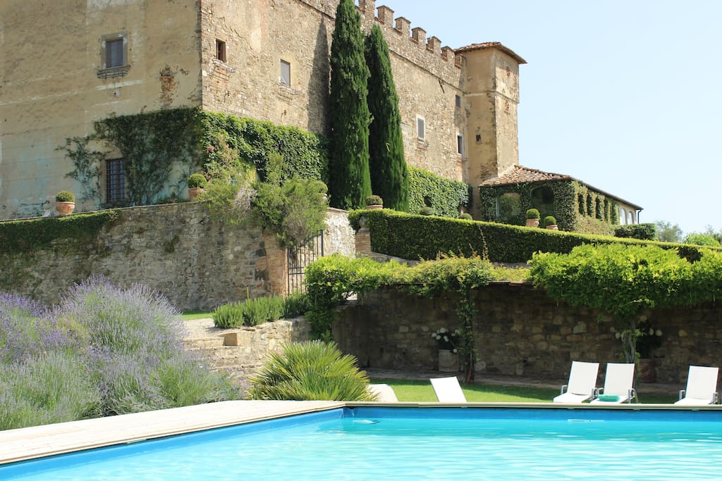 View of the castle from the swimming pool