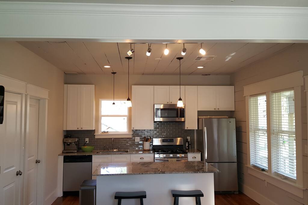 Kitchen with stainless steel appliances