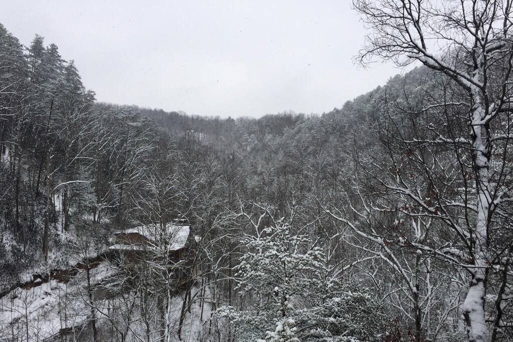 This photo was taken off the back deck of the cabin