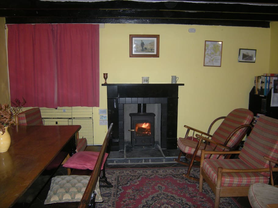 Common room with wood-burning stove