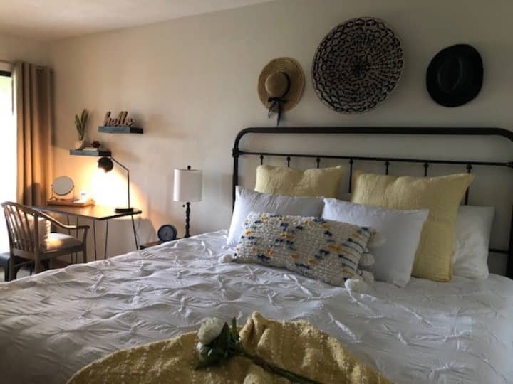 Bedroom W/ room darkening curtains