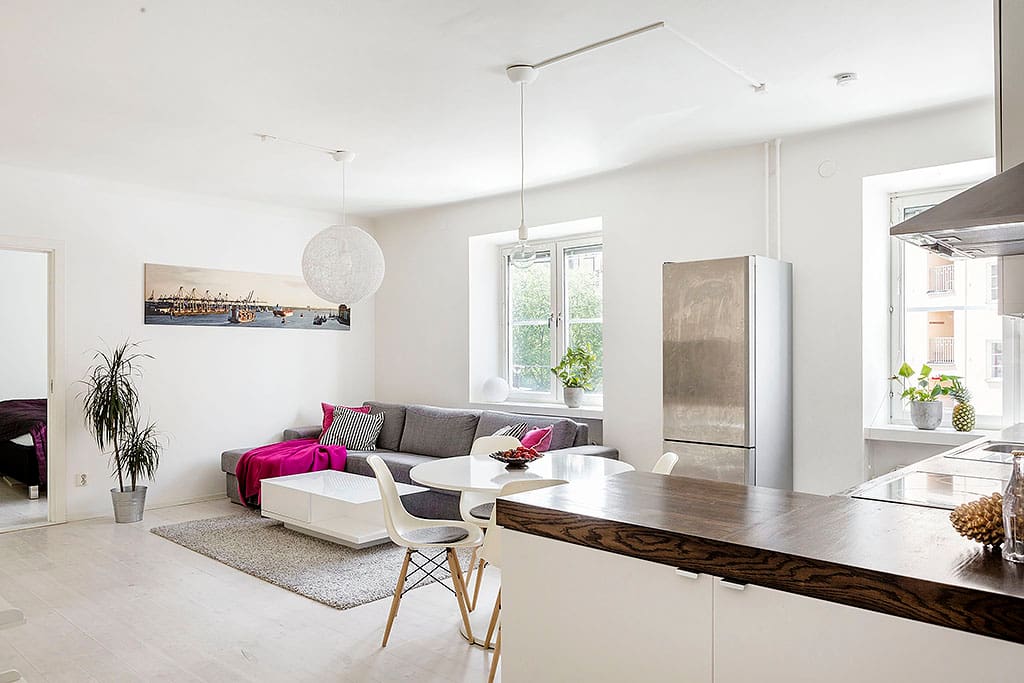 Living room- great sofa, open, bright and social