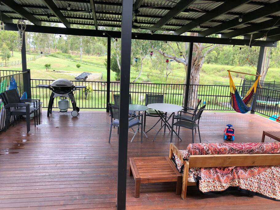 The deck and BBQ is a shared area.