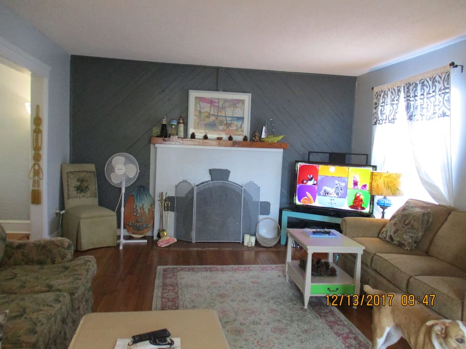 living room with fireplace & smart TV & WIFI