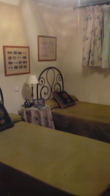 Habitación verde,amplia y armario empotrado