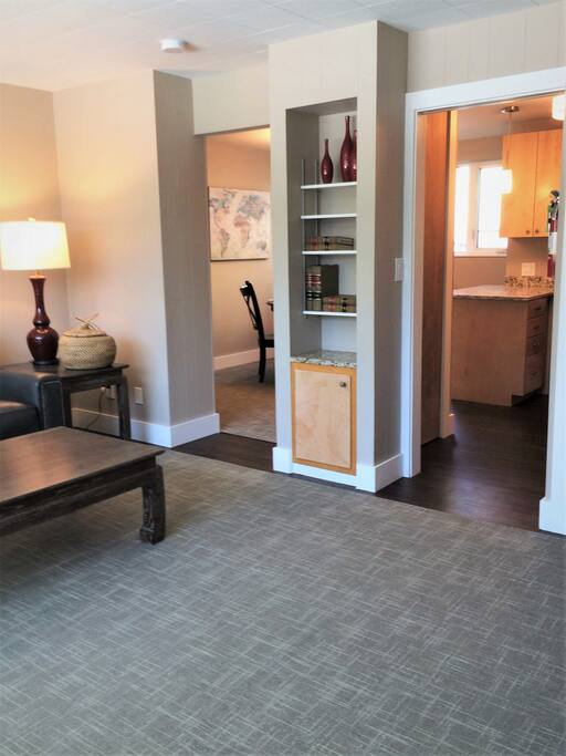 Living Room Looking to Kitchen and Dining Area