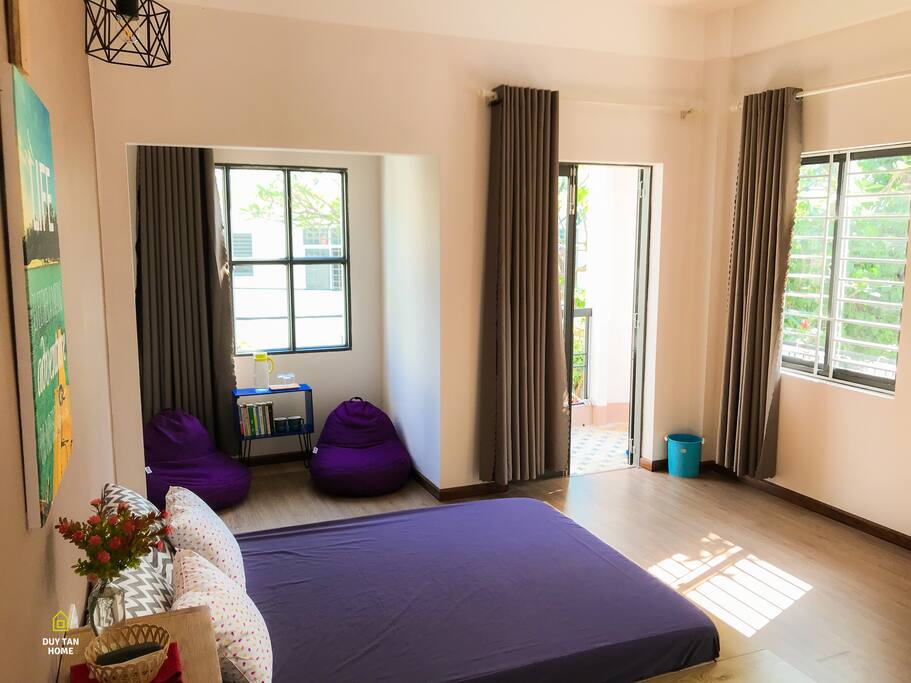 Twin double beds with external private bathroom