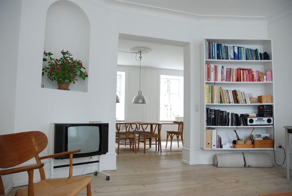 Living room, view to dining room