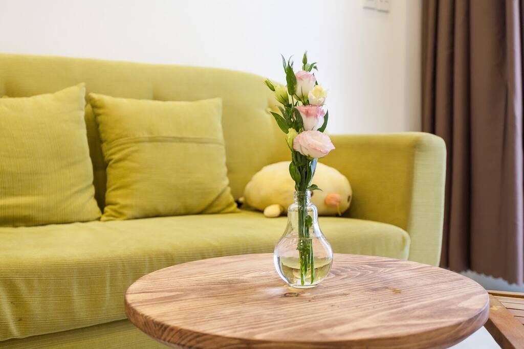 This is a living room where you can invite your friend come or drink tea, coffee in the morning.