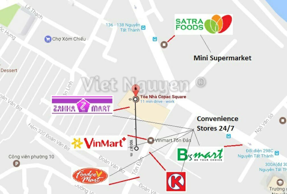 Nearby 24/7 convenience stores and mini supermarkets