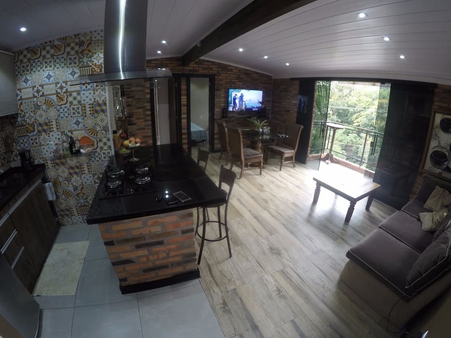 Cozinha e sala conjugados