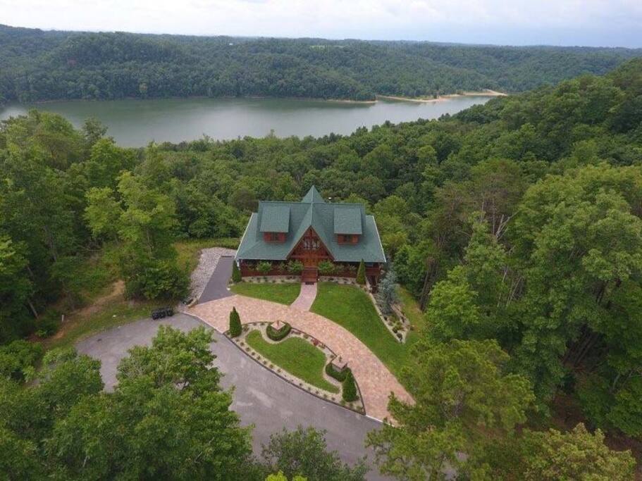 Front yard of Look-Out Lodge July 2017 by drone.