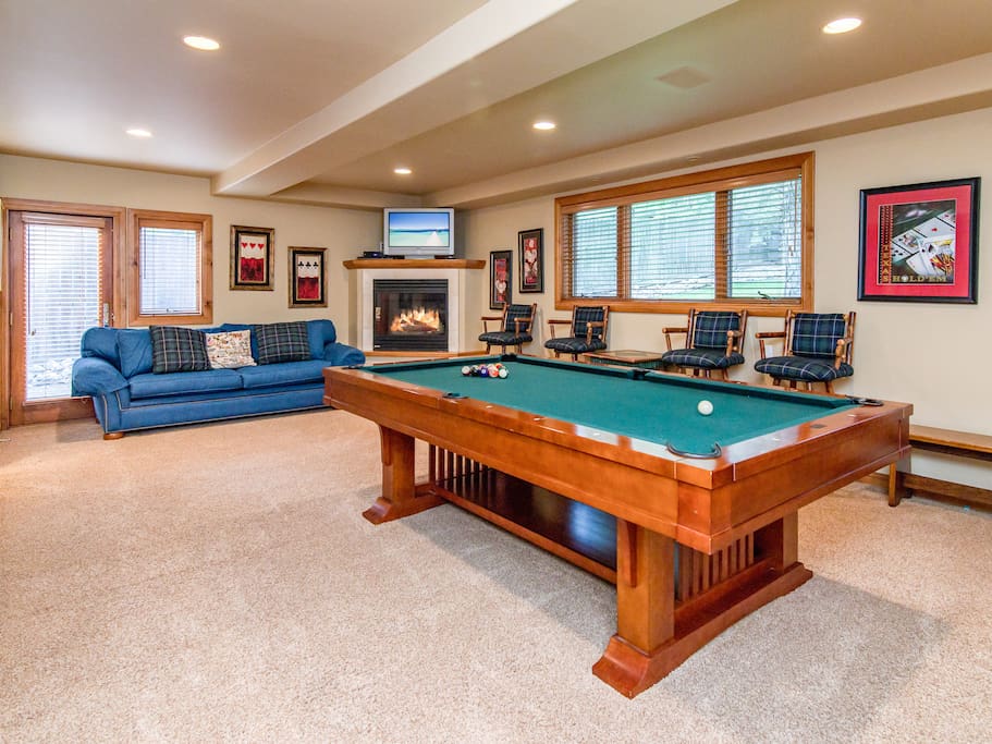 Rack up the pool table in the game room.