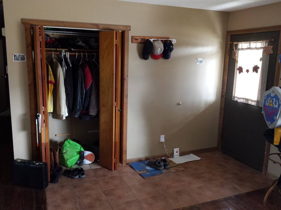 Here is the entryway. Extra hangers and space allow for you to hang your coat.
