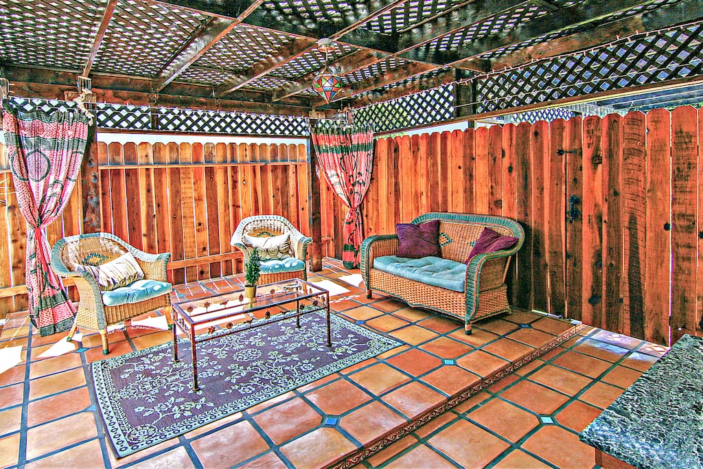 Large, Indoor/Outdoor Cabana Room with Curtains for Extra Privacy