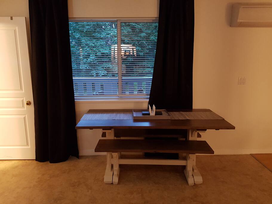 Additional eating area - hand crafted farm table with benches