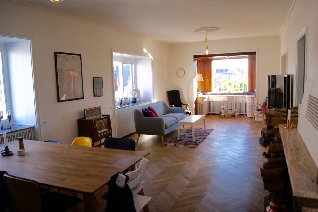 The living room.