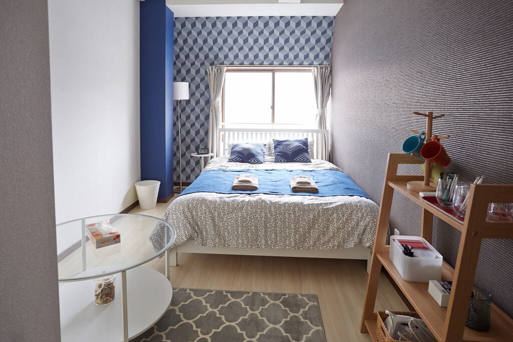 Bedroom3 has One double bed, One single futon set