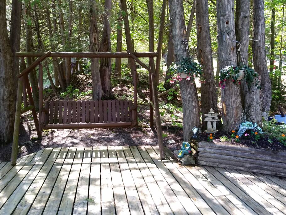 Relax on the bench swing