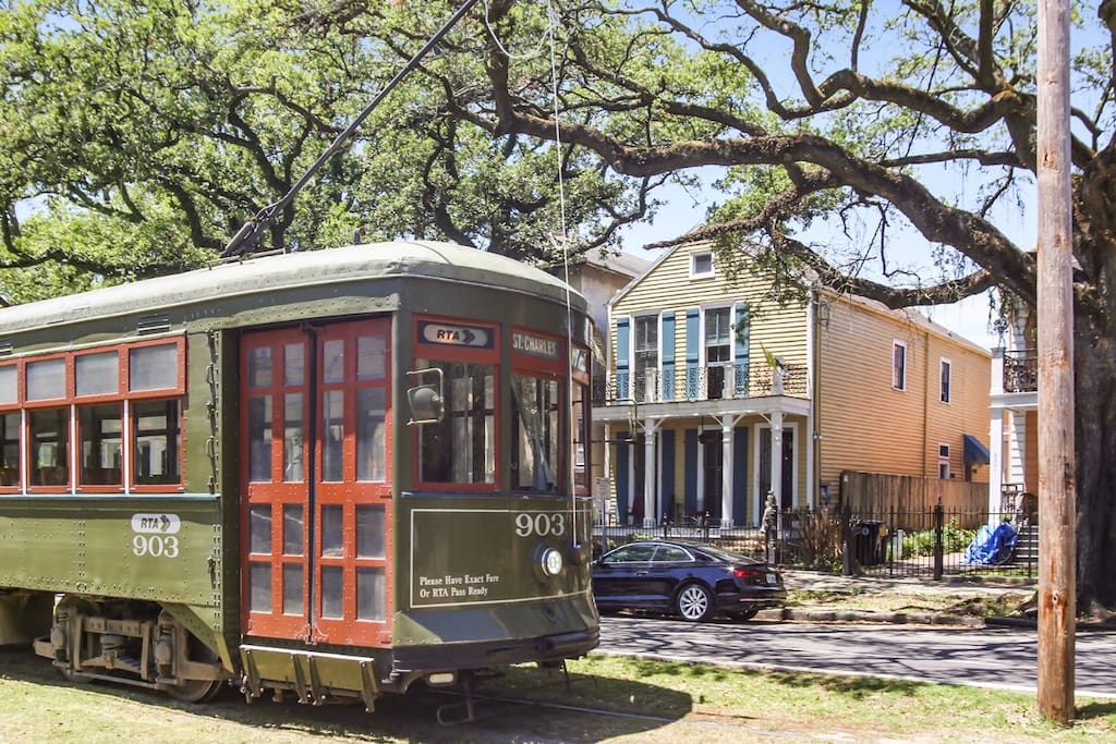 View of the streetcar passing directly in front of our amazing condo!