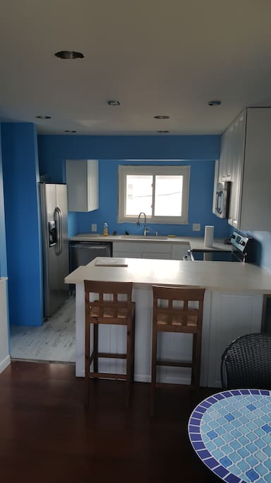 Newly renovated kitchen. New laminate floors throughout.