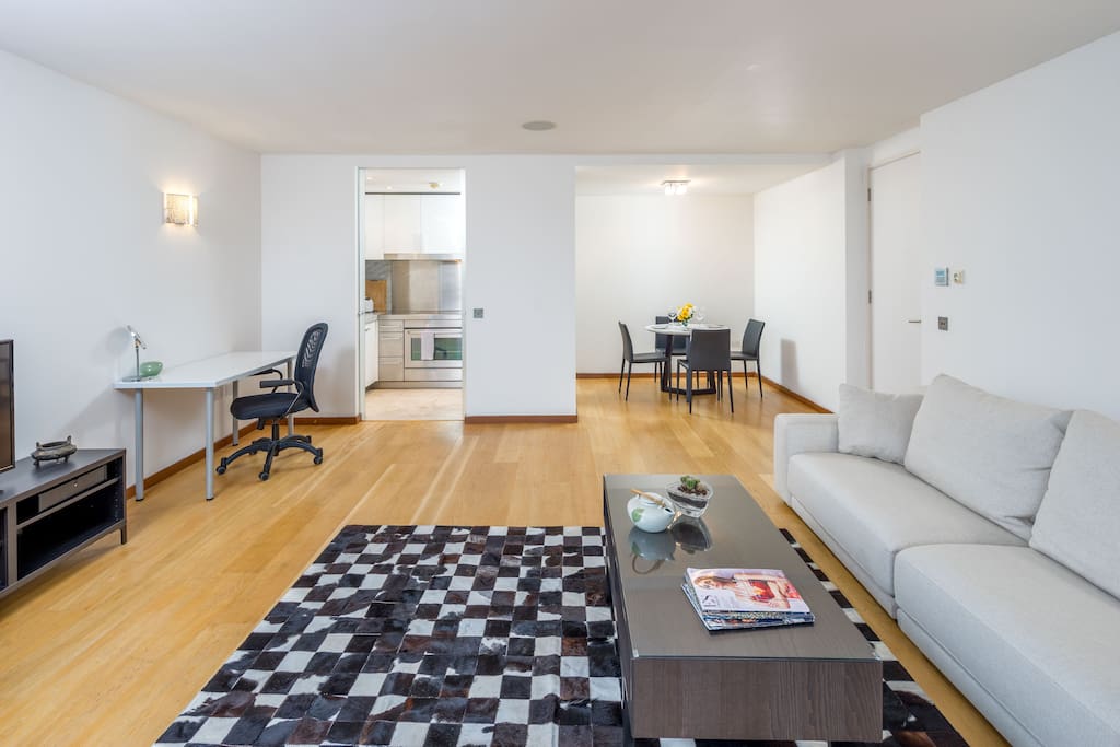 The open plan living/dinning are also has a desk if you need to get some work done.