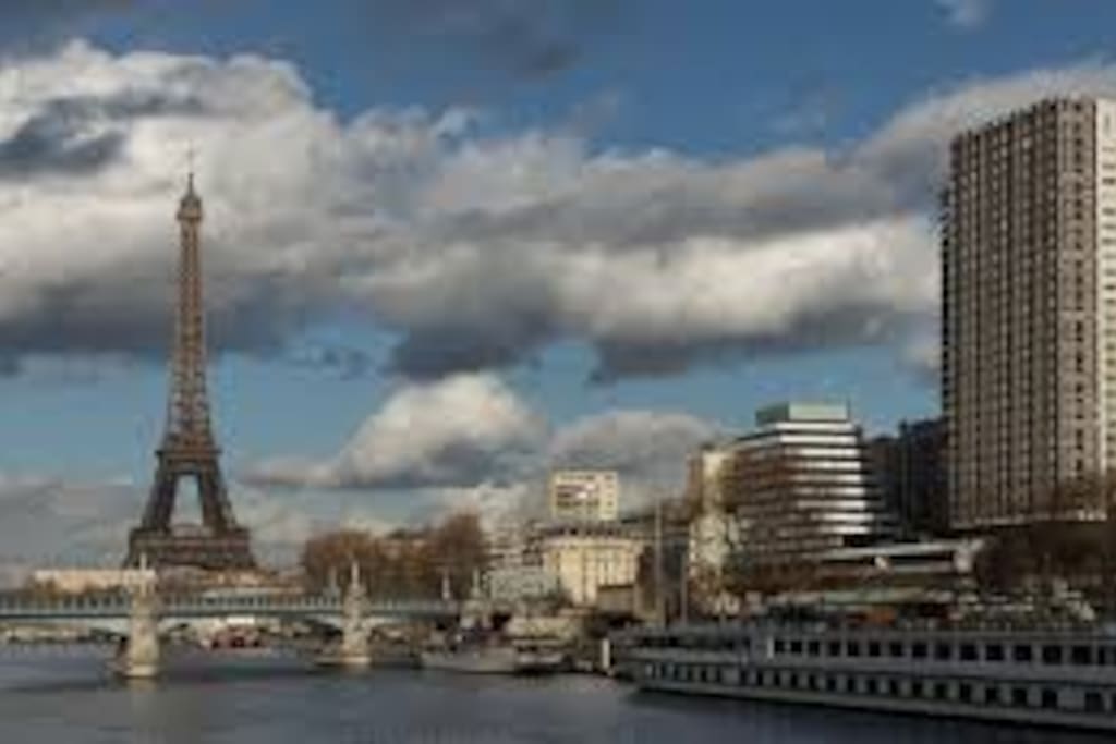 You can see the Tower "Tour de Mars" on the right, the apartment is on the 23d floor.