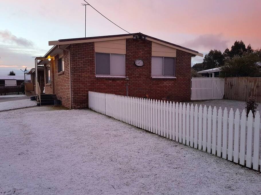 The Burrow during a light snow fall (as shared by one of our lovely guests)