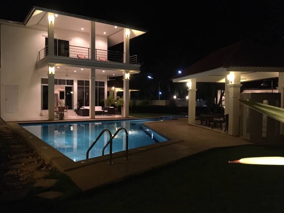Pool view by night