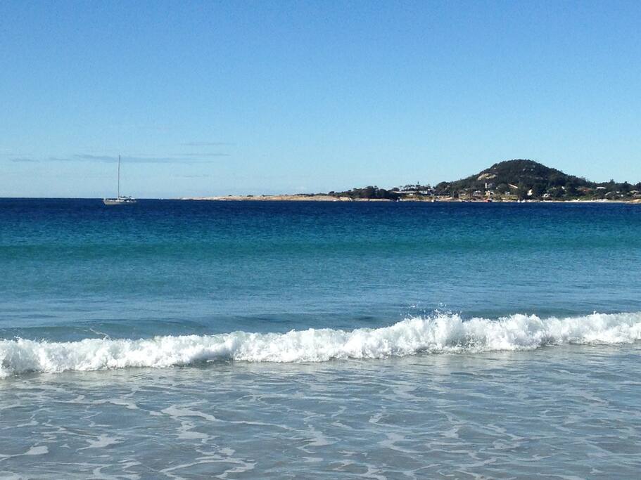 Redbill Beach looking to Bicheno township
