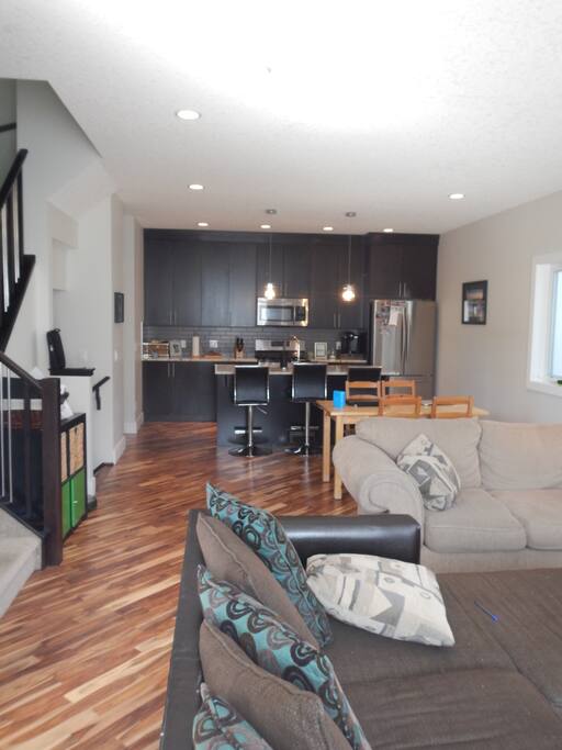 Main floor living area and kitchen