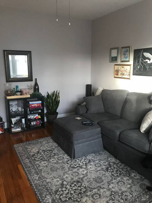 Another view of living room... feel free to use wine, martini glasses, pint glasses, bottle opener, corkscrew, etc., as well as board games.