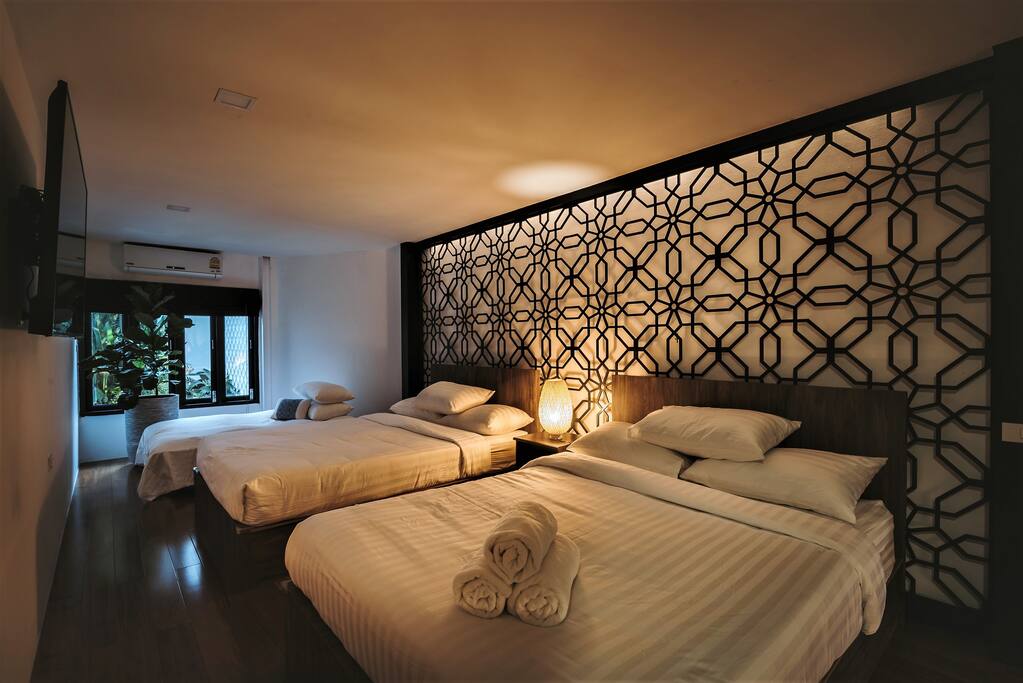 The sofa can turn to be an additional bed for the 5th person. The lighting system also makes you feel comfortable after the long day.