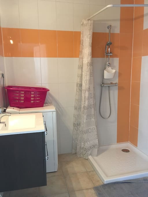 Salle de douche avec WC