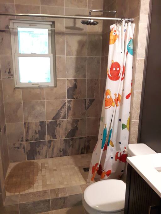 Private bathroom with a great shower.