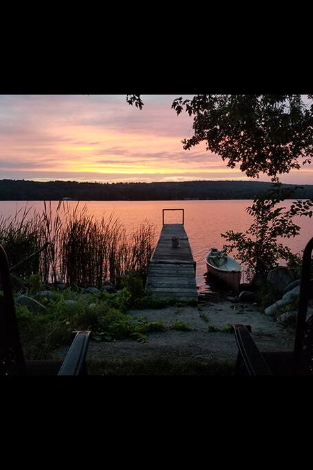 Relaxing beside the fire in front of the dock