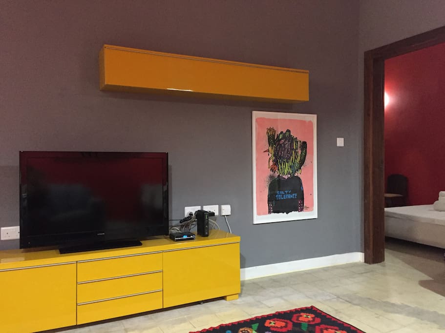living area with TV